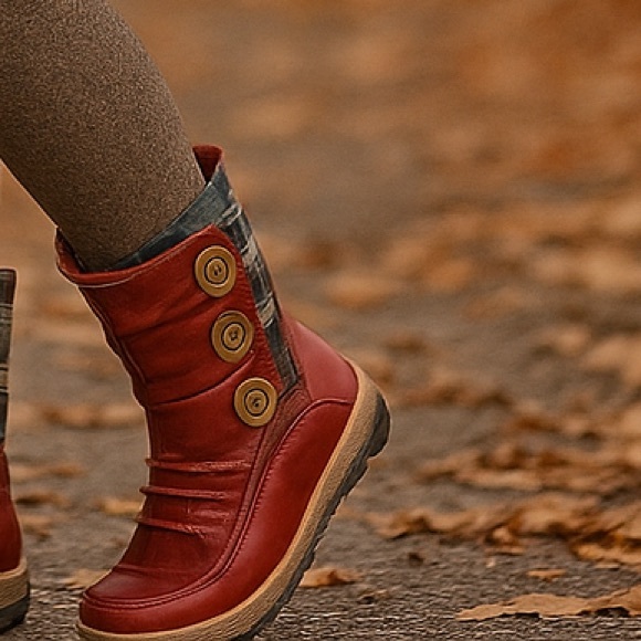 V Italia 4006 Red leather zip up winter boots - Picture 1 of 10